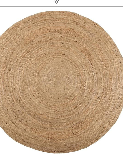 REDEARTH · Round Area Rug - 10 Feet Braided Natural Jute Rug- Artisan Made Reversible Boho Jute Rugs for Bedroom - Kitchen - Living Room - Farmhouse - Aesthetic Home Decor - Handmade Vintage Decor