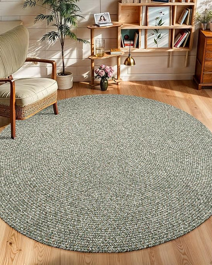 Seasons SE65 Spring Green 6' x 6' Round - Braided Area Rug, Home Decor, Floor Mat or Bedroom Rug - Easy Care, Ideal for High Traffic Areas in Hallway and Living Room - Made in USA