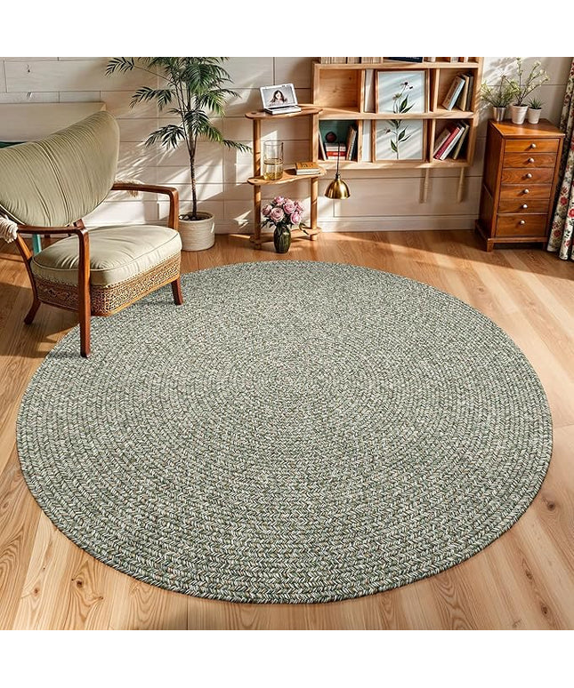 Seasons SE65 Spring Green 6' x 6' Round - Braided Area Rug, Home Decor, Floor Mat or Bedroom Rug - Easy Care, Ideal for High Traffic Areas in Hallway and Living Room - Made in USA