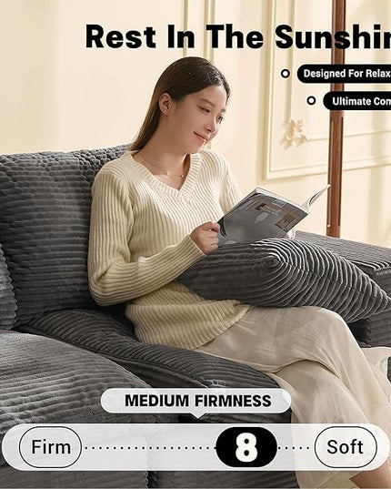 74.8” Cloud Couch, Modular Loveseat Sofa, Convertible Sofas Bed, Deep Seat Sofa, Cozy Sofa for Living Room, Office and Bedroom, Corduroy, Gray