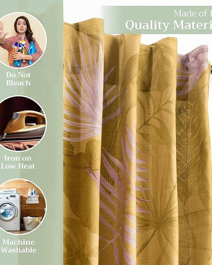 Maison d' Hermine Curtains for Living Room 100% Cotton 124 inch Length Two Panels Light Filtering Curtains for Bedroom Windows with Rod and Loop Pockets Drapes (Creole Caramel, 50" W x 124" L)
