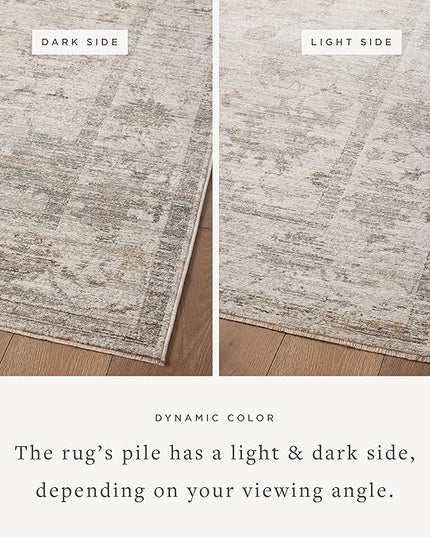 Loloi Magnolia Home by Joanna Gaines Millie Collection MIE-01 Silver/Dove 5'-3" x 5'-3", .25" Pile Height, Round Area Rug