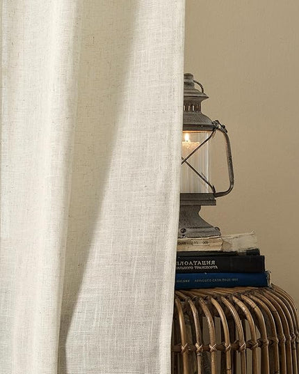 Joydeco Linen Curtains 108 Inch Length 2 Panel Sets,Light Filtering Curtains for Bedroom 52 Inch Wide Living Room Drapes with Back Tabs & Rod Pockets (W52 x L108 Inch, Beige)
