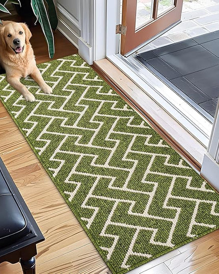 hicorfe Indoor Doormat,Front Back Door Mat Rubber Backing Non Slip Door Mats 20"x59" Absorbent Resist Dirt Entrance Doormat Inside Floor Mats for Entryway Washable Low-Profile(Sage Green)
