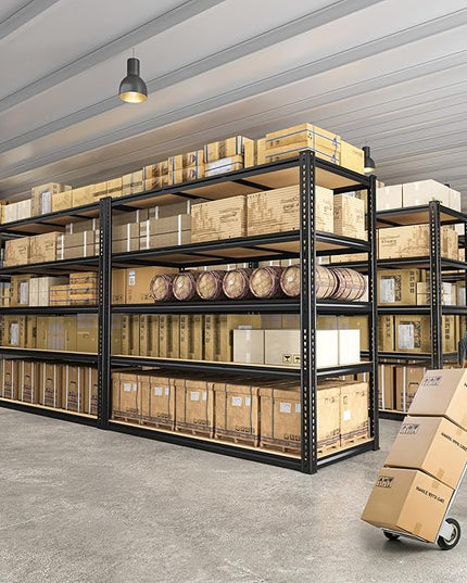 48" W Garage Shelving Heavy Duty 3200LBS Garage Storage Shelving, 5 Tier Adjustable Metal Shelving Unit Utility Rack Shelf for Warehouse, Pantry, Closet, Kitchen 72" H x 48" W x 24" D, Black