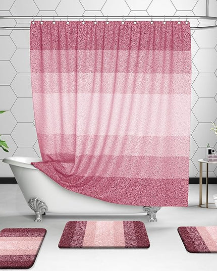 OLANLY Bathroom Rug Set 2 Piece, Soft Absorbent Microfiber Bath Mats and U-Shaped Contour Toilet Rug, Non-Slip, Machine Wash Dry, Plush Shaggy Bath Mats for Bathroom (30"x20"+24"x20", Red)