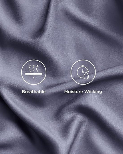Bedsure Cooling Sheets Twin, Rayon Derived from Bamboo, Cooling Sheets, Breathable & Soft, Deep Pocket Up to 16 Inches, Hotel Luxury Silky Bedding for Hot Sleepers, Dark Grey