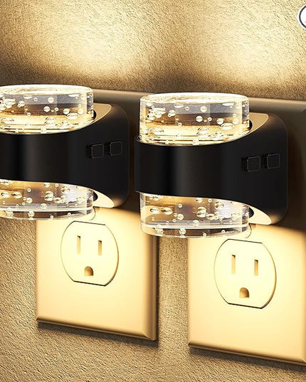 Briignite LED Night Light Plug into Wall[2 Pack], Dimmable Night Light with Bubble Design 3000K Warm & 5 Brightness Levels, Dusk to Dawn Sensor Nightlights for Nursery, Hallway, Bathroom, Kids Room