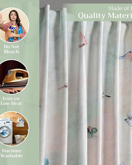 Maison d' Hermine Curtains for Living Room 100% Cotton 108 inch Length One Panel Light Filtering Curtains for Bedroom Windows with Rod and Loop Pockets Drapes (Flying Birds, 50" W x 108" L)