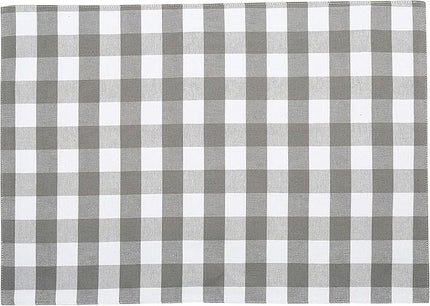Urban VillaPlacemats for Dining Table 100% Cotton Placemats 14''x20'' Over Sized Tablemats Set of 6 Placemats Grey/White Buffalo Check Tablemats for Family Dinners Wedding PartiesPlacemats