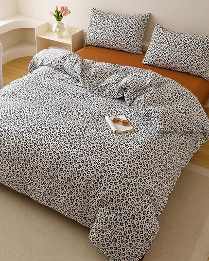 CLOTHKNOW Black Cheetah Twin/Twin XL Comforter Set 3Pcs Leopard Print Bedding Comforter Sets Soft Black Brown Bedding Sets with 2 x Pillow Cases