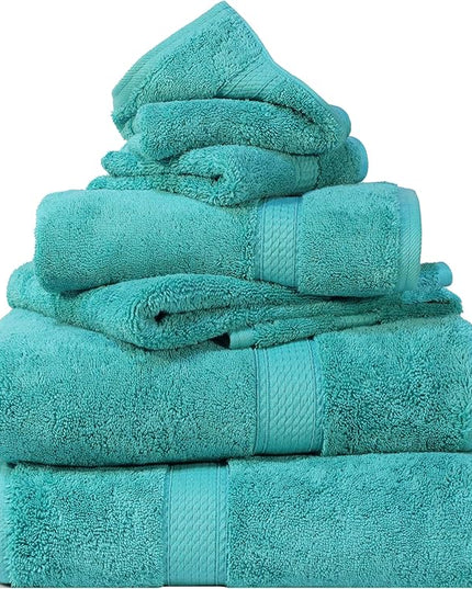 Superior Egyptian Cotton Pile 6 Piece Towel Set, Includes 2 Bath, 2 Hand, 2 Face Towels/Washcloths, Ultra Soft Luxury Towels, Thick Plush Essentials, Guest Bath, Spa, Hotel Bathroom, Turquoise