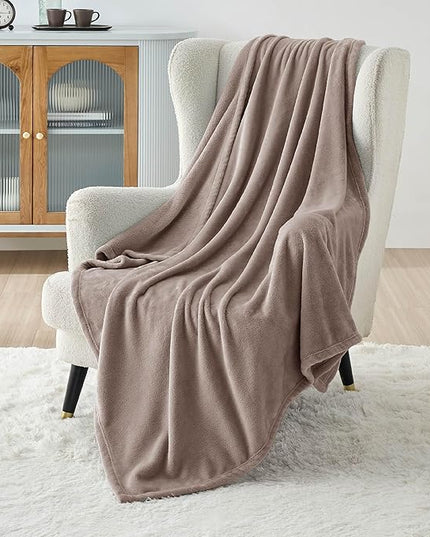 Bedsure GentleSoft Fleece Throw XL Blanket Mocha Brown - 300GSM Soft Lightweight Plush Cozy Blankets for Bed, Sofa, Couch, Travel, Camping, 50x70 inches