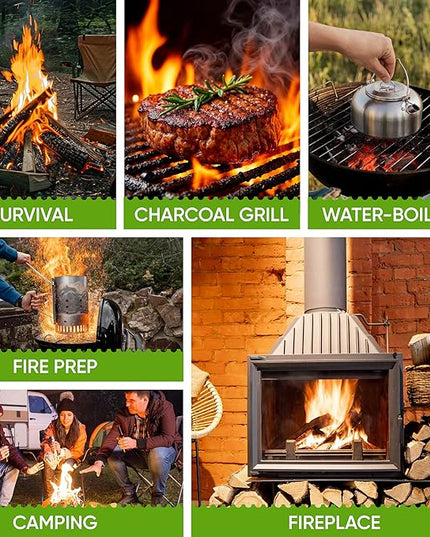 Inflame Fire Starters 400 pcs Fire Starters for Campfires, Grill, BBQ, Fireplace, Woodstove - Charcoal Starter - Waterproof, Weather-Resistant - Natural Wood Fireplace Starters
