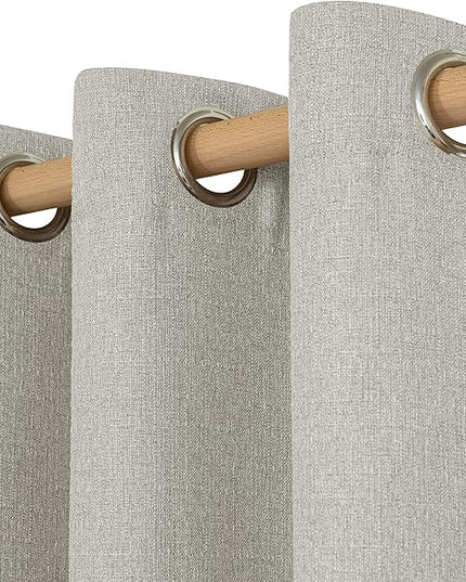 LAMIT Linen Curtains for Bedroom 45 inch Length 2 Panels, Linen Textured Thermal Insulated Curtain Panels Privacy Grommet Light Filtering Window Drapes for Boys Room, 2 Panels, W52 x L45, Light Grey