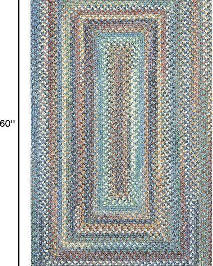 Capel American Heritage Legacy Blue 3' 0" X 5' 0" Concentric Rectangle Braided Rug