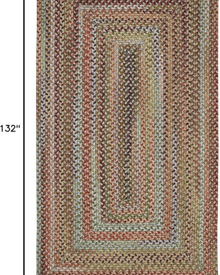 Capel American Heritage Olive Tan 8' 0" X 11' 0" Concentric Rectangle Braided Rug