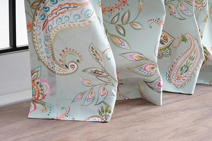 Maison d' Hermine Curtains for Living Room 100% Cotton 124 inch Length One Panel Light Filtering Curtains for Bedroom Windows with Rod and Loop Pockets Drapes (Ramage Multicolor, 50" W x 124" L)
