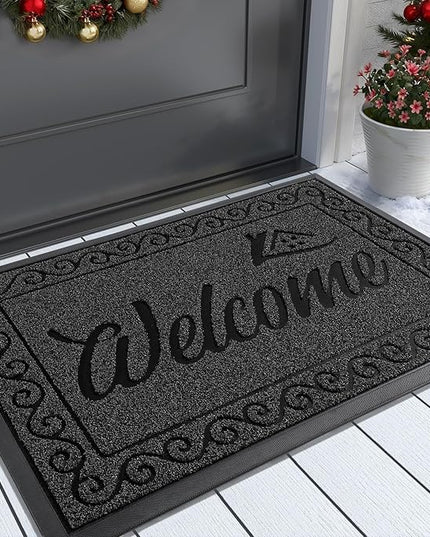 Yimobra Welcome Mat Outdoor Indoor, Waterproof Heavy Duty Front Door Mat Outside Entrance, Extra Sturdy Non-Slip Doormat, Low Profile, Dirt Trapping, 36x24 Inches, Black