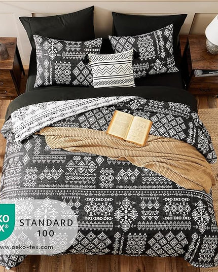 Geniospin Full Comforter Set - 7 Pieces Bed in a Bag, Comfortable Western Bedding Sets for All Seasons, Lightweight Soft Boho Comforter Bed Set with Sheets, Pillowcases & Shams