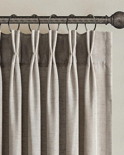 Topfinel Pinch Pleated 92 Inch Curtains 2 Panels for Living Room Taupe Curtains 92 Inches Long Pinch Pleat Drapes for Track System Light Filtering Semi Sheer Curtains for Living Room Bedroom