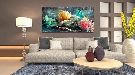 GUGIKA Floral Canvas Wall Art for Living Room Large Size, Bedroom Wall Decor Bed Above, Room Decor for Teen Girls, Flower Home Decorations Stretched and Framed Ready to Hang Painting Artwork 59"x29"
