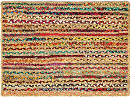 REDEARTH · Jute Cotton Chindi Area Rug - 2'x3' Rectangular Rug, Handwoven, Non-Shedding, Soft & Durable – Multi Tones for Home Décor in Living Room, Dining Room, Bedroom