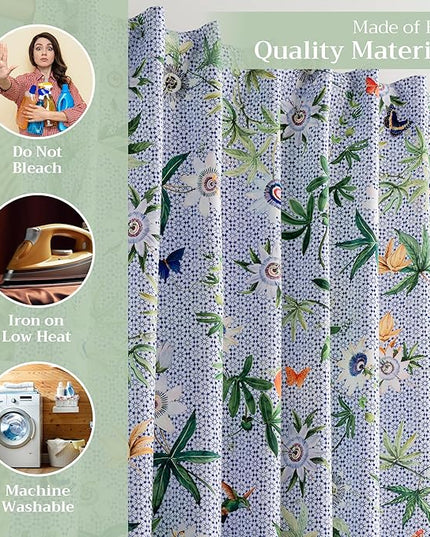 Maison d'Hermine Curtains for Living Room 100% Cotton inch Length Two Panels Light Filtering Curtains for Bedroom Windows with Rod and Loop Pockets Drapes (Passiflora, 50" W x 96" L)