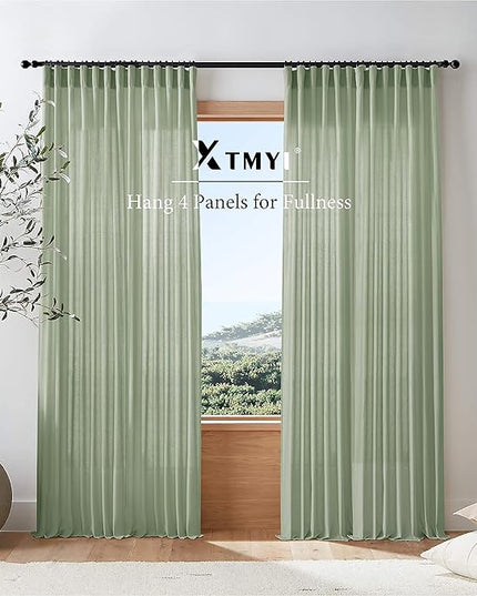 XTMYI Sage Green Curtains 108 Inches Long for Big Window,Extra Long Light Green Curtains for High Ceiling Living Room