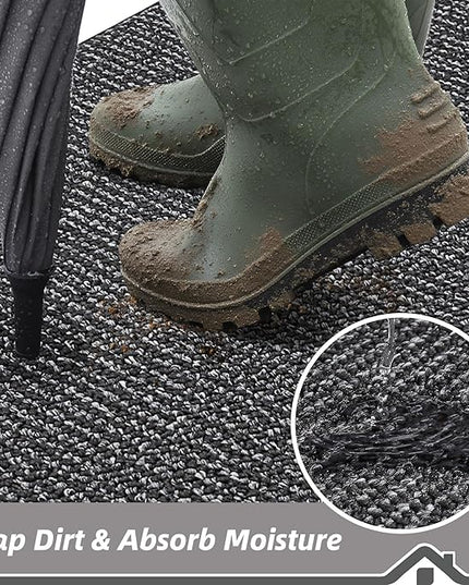 BEQHAUSE Dirt Trapper Door Mat 32" x 48", Non-Slip Washable Doormats Entrance Mat, Dirt Resistant and Absorbent Welcome Mat, Low Profile Floor Mats for Front Back Door and Entryway, Charcoal
