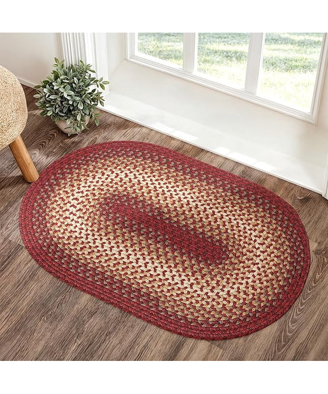 Tranquility TQ42 Red 2' x 3' Oval - Braided Area Rug, Home Decor, Floor Mat or Bedroom Rug - Easy Care, Ideal for High Traffic Areas in Hallway and Living Room - Made in USA