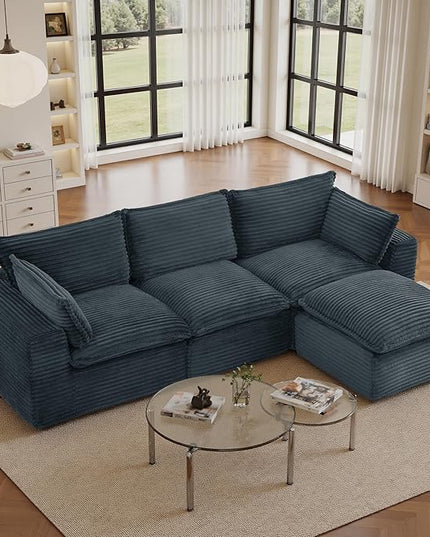 110" Sectional Couches for Living Room Boneless Couch Upholstered Cloud Couchs Sectional Modular Sectional Sofa with L Shaped