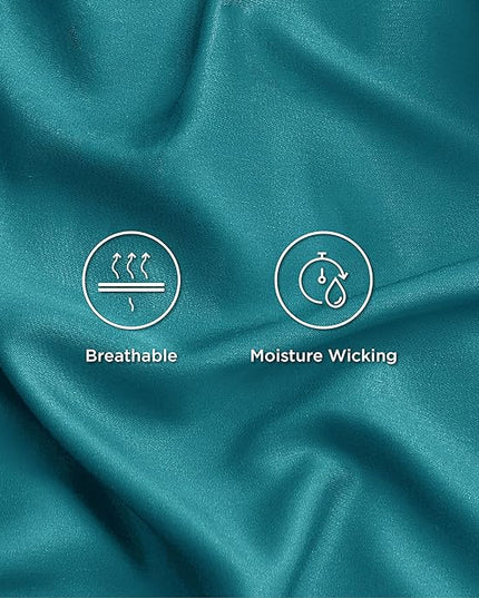 Bedsure California King Sheet Sets, Cooling Sheets, Rayon Derived from Bamboo, Breathable & Soft, Deep Pocket Up to 16 Inches, Hotel Luxury Silky Bedding for Hot Sleepers, Turquoise
