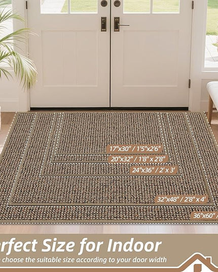 BEQHAUSE Dirt Trapper Door Mat 36" x 60", Non-Slip Washable Doormats Entrance Mat, Dirt Resistant and Absorbent Welcome Mat, Low Profile Floor Mats for Front Back Door and Entryway, Beige