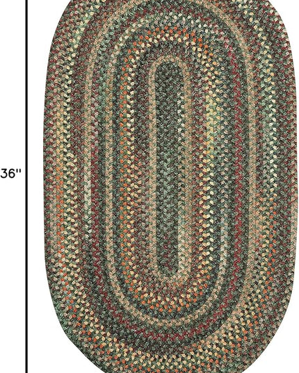 Capel American Heritage Green Multi 2'0"X3'0" Oval Braided Rug
