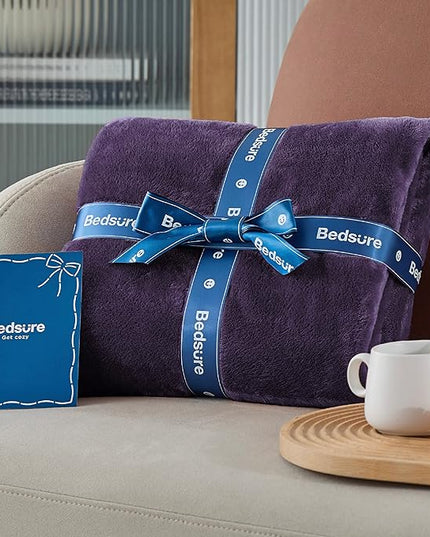 Bedsure GentleSoft Fleece Throw XL Blanket Purple - 300GSM Soft Lightweight Plush Cozy Blankets for Bed, Sofa, Couch, Travel, Camping, 50x70 inches