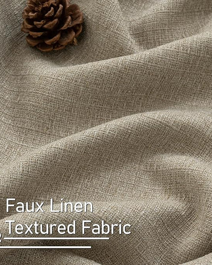 LAMIT Natural Linen Curtains 45 inch Length 2 Panels, Linen Textured Thermal Insulated Bedroom Curtains Grommet Privacy Burlap Light Filtering Drapes for Living Room/Farmhouse, W52 x L45, Taupe