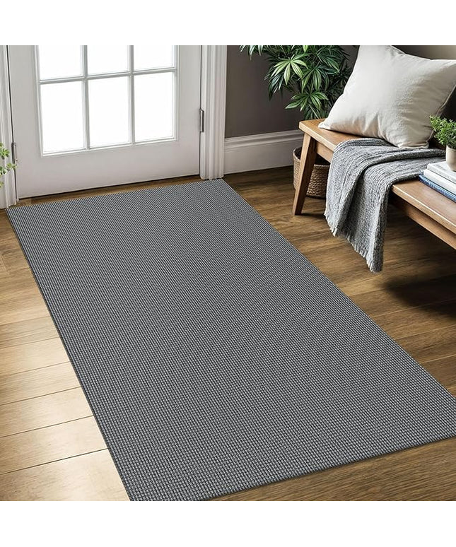 KOZYFLY Rugs for Entryway 3x5 ft Washable Area Rug Non Slip Rubber Backed Entry Rug Woven Indoor Door Mat Cotton Kitchen Rugs Floor Carpet for Entryway, Foyer, Backdoor, Grey/Dark Grey