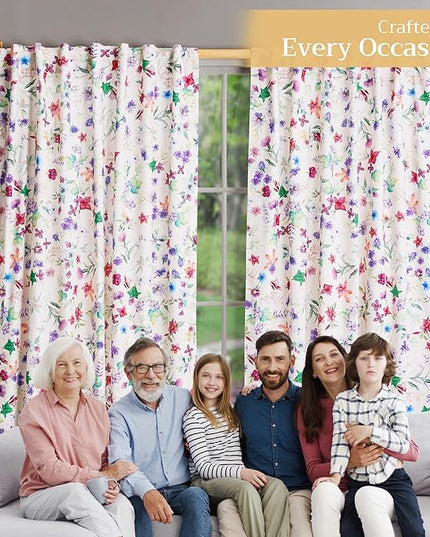 Maison d'Hermine Curtains for Living Room 100% Cotton 96 inch Length Two Panels Window Toile Curtains for Bedroom with Loop & Rod Pockets, Gifts for Mothers Day (Chardon, 50" W x 96" L)
