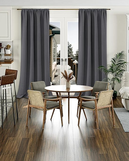 BGment Extra Long Blackout Curtains for Living Room 2 Panels Set, Window Curtains for Bedroom 95 Inch Long, Room Darkening Soundproof Block Out Bedroom Curtains with Rod Pocket, Dark Grey, 52 Wide