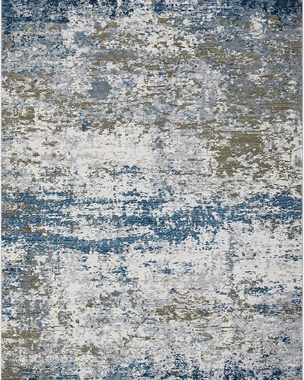 Modern Abstract Area Rug 3x5 Non Slip Non Shedding Rug Low Pile Stain Resistant for Bedroom Living Room,Navy
