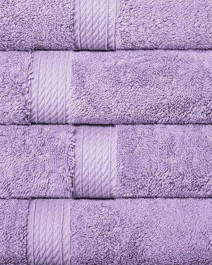 Superior Egyptian Cotton Pile Hand Towel Set of 4, Ultra Soft Luxury Towels, Thick Plush Essentials, Absorbent Heavyweight, Guest Bath, Hotel, Spa, Home Bathroom, Shower Basics, Purple