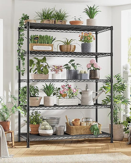 REIBII Storage Shelves 71" H Tall Wire Shelving Unit Sturdy Metal Shelves Adjustable Wide Pantry Shelves 5 Tier Deep Heavy Duty Metal Shelving Load 1500LBS,Dorm Room Essentials Dorm Storage Rack