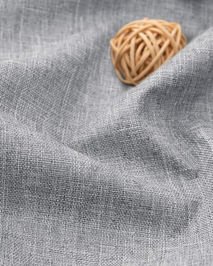 Light Grey Linen Blackout Curtains 84 Inch Length 2 Panels Set for Bedroom Living Room Grommet 100% Black Out Linen Drapes Room Darkening Window Curtains 84 Inches Long Light Silver Gray