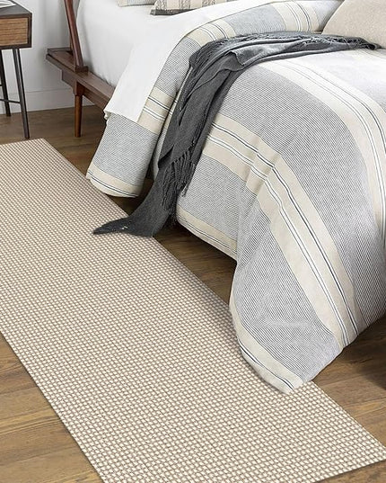 KOZYFLY Runners for Hallways 2x7 ft Washable Kitchen Runner Non Slip Rubber Backed Hall Runners Cotton Entryway Runner Rugs Floor Carpet for Indoor Backdoor Bedroom Kitchen, Ivory/Khaki