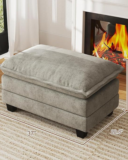 WorthFurni Cloud Couch Ottoman Modular Sectional Sofa, Comfy Deep Seat Cushion for Apartment Living Room Bedroom (Grey)
