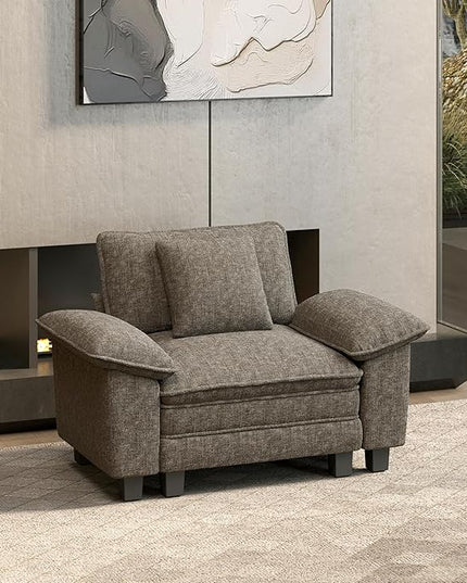 HERA'S HOUSE 54" Modular Sectional Sofa Couches for Living Room, Comfy Cloud Couch 1-Seater Deep Seat Sofa with Throw Pillow, Chenille Ash