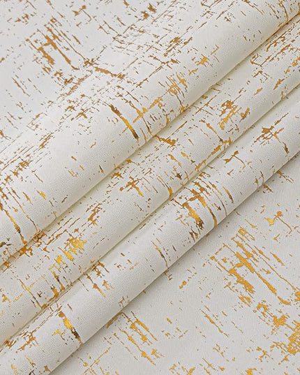 Taisier Home Off White & Gold Geometric Dots Curtains 72" - Light Filtering Window Drapes, Set of 2 Gold Foil Print Linen Textured Panels, Unique Design for Living Room Bedroom