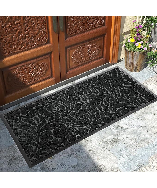 Yimobra Large Door Mat Outside Entrance 47x24, Waterproof Sturdy Outdoor Mats for Front Door, Heavy Duty Non-Slip Doormat for Garage Patio Entryway Indoor, Easy Clean, Black