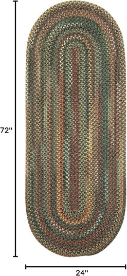 Capel American Heritage Green Multi 2' 0" X 6' 0" Runner Oval Braided Rug